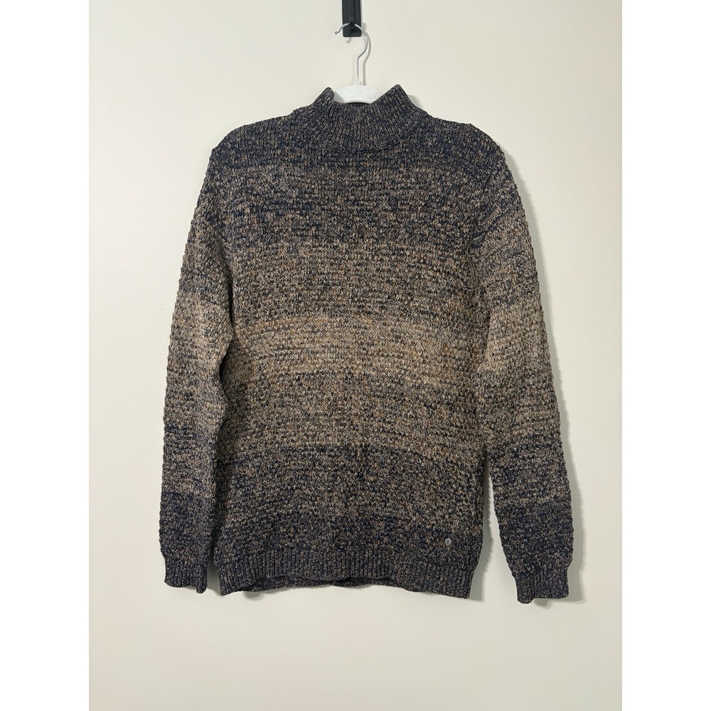 Only & Sons Space Dye Mens Large Mock Neck Sweater 100% Cotton Earth Tone Knit